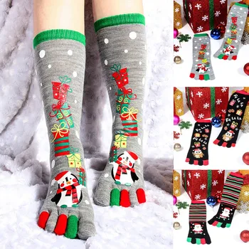 Нови Модни Дамски Забавни Чорапи С Анимационни Принтом, Памучни Чорапи С Пет Пръста, Всеки Ден Меки Чорапи, Дамски Коледни Чорапи