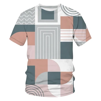 Лятото на 2022, Нови ризи с геометричен принтом, Забавни тениски, дрехи в стил хип-хоп, Ризи с къси ръкави, градинска облекло, блузи с 3D принтом