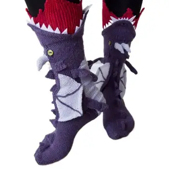1 чифт Трикотажни Чорапи с животни, Смешни Чорапи, Чорапи с крокодилска кожа, Зимни Топли Сгъстено терлици от Крокодилска кожа, Унисекс