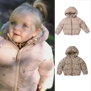 Ins/ новост зимата 2021 г.; памучен яке от плътен памук с хубав принтом; детски топло палто с качулка за момичета и момчета; дрехи от 1 до 8 години; ws1947