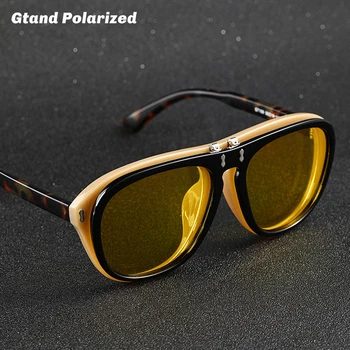 Gtand 2021 Модерен Стилен Поляризирани Слънчеви Очила с Панти Капак В стила steampunk, Сгъваем, Двуслойни Марка, Дизайнерски Слънчеви Очила GT109