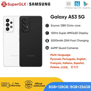 Оригинален смартфон Samsung Galaxy а a53 5G Android Exynos 1280 Восьмиядерный 120 Hz Super AMOLED 5000 mah 25 W Бързо зареждане на Мобилен телефон