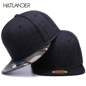HATLANDER, Висококачествена Вълнена бейзболна шапка, однотонная камуфляжная бейзболна шапка и шапка, мъжка и дамска зимна шапка с плоска периферия, празна шапка в стил хип-хоп