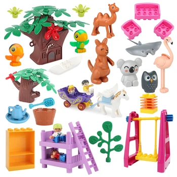 Нови Оригинални Големи Строителни Блокове, Аксесоари За Иновации Zoo Животни Мебели Модел Съвместими Тухли Детски Образователни Играчки, Подаръци