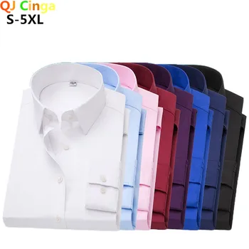 (8 цвята) Однобортная Риза с квадратна яка и дълъг Ръкав, Мъжки Офис/Сватбена Официалната Риза, Модни Тънки Мъжки Ризи 5XL