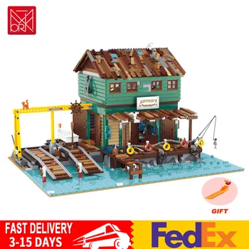 Съвместимост с Набор от Лего MOC Къща Гледка към Улицата Архитектурата на Града Модел Корабостроителница Модулни Градивни елементи на Играчки, детски Подаръци