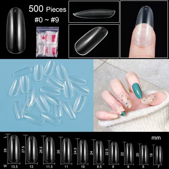 TKGO Нов 500 бр/пакет Красотата Овални бели типсы за ноктите салон с пълно покриване на френски дизайн на ноктите съвети пълно покритие акрилни режийни ноктите