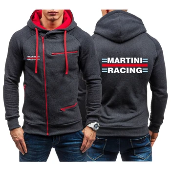 2022 Мъжки Martini Racing Печат Пролет Есен Harajuku Якета с Цип Памучни Срастване Палто