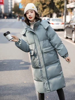 Голям размер s-2xl дамски Корейската версия на свободна зимни новост 2021 г., пуховик средна дължина, моден тренд якета
