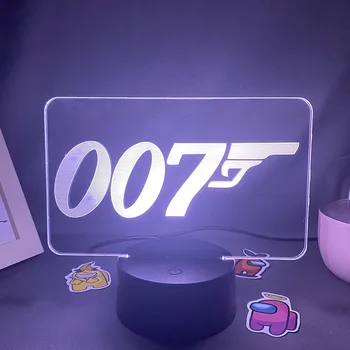 Филм за 007 Икона Джеймс Бонд 3D Led Неонови Нощни Светлини Готин Подарък За приятелите Декор Спални Детски Подарък за рождения Ден На Бонд 007 Лава Лампа