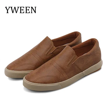 YWEEN/Мъжки обувки; сезон: пролет-лято; Мъжки обувки от изкуствена кожа, бели стилни, леки, дишащи модни маратонки дантела; мъжки обувки вулканизированная