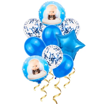 9шт baby boss балони със синьо латексово топка малко момче шеф рожден ден украси балон доставчик на първи 1-ви-годишният