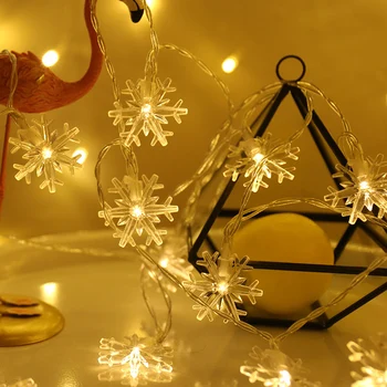 Снежинка Струнни Светлините На Коледна Гирлянда Led Окачен Лампа Низ Коледно Дърво, Коледни Празници Вечерни Украса