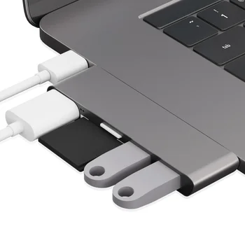 Thunderbolt 3 USB Type C Хъб за MacBook 12 Инча USB-C Док адаптер с гнездо за четец на Micro SD/TF за Mac Book Pro C USB ХЪБ