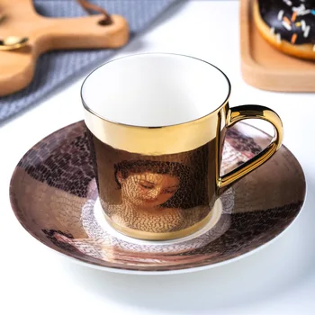 Светоотражающая керамични кафеена чаша чиния с лъжица огледало творческа преломляющее с галванично покритие 