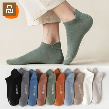 5 двойки/лот, мъжки памучни чорапи Youpin, Нови Дишащи Антибактериални, Мъжки Чорапи до глезена на крака, Мъжки Спортни чорапи, Трендови Къси чорапи-тръба
