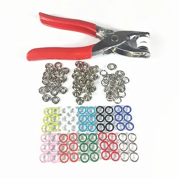 Пръстен Копчета 100 Комплекти Метални Зъбни Копчета 9,5 мм, 10 Цвята САМ Шиене на Копчета за Дрехи Клещи Инструмент за Детски Дрехи