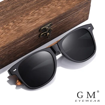 GM Марка 2021 Мода 100% Ръчна изработка От Дърво Мъжки Слънчеви Очила Поляризирани Очила Дамски UV400 С Дървена Кутия
