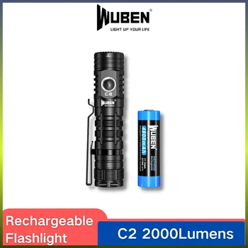 WUBEN C2 Акумулаторна Фенерче 2000 лумена Обхват на лъча 358 метра с батерия 21700 с Блок захранване Led Фенер Troch