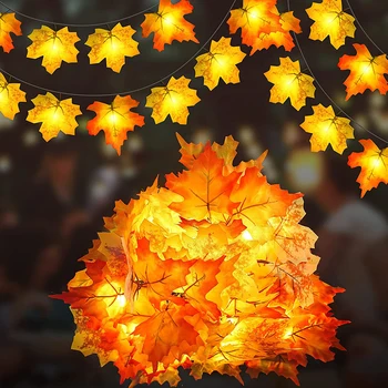 Декорации за Деня на благодарността, есен, Кленови листа Кленови листа гирлянда 4 м 40 светодиоди ред Фея на светлината за изчистване на партията на Благодарността декор