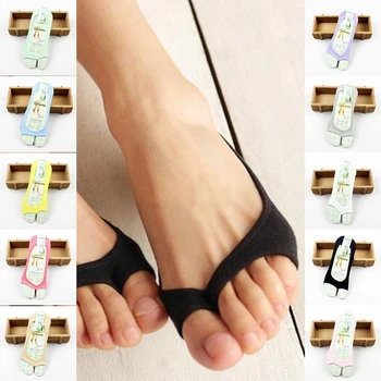 1 чифт летни чорапи с отворени пръсти, Невидими дамски Чехли-носочки, Памучни къси чорапи на висок ток и до половината от дланта на ръката си, Плитки нескользящие чорапи с отворени пръсти