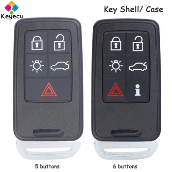 KEYECU Smart Remote Automobile Калъф за ключове с 5 6 натиснете Бутона Ключодържател за Volvo S70 V70, XC60 и S60 S60L V40 V60 S80 XC70 2008 2009 2010-2018