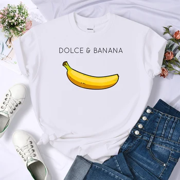 Тениски с Принтом аниме Dolce Banana, Женски Творчески Дишаща Тениска, Модни Тениски с Кръгло деколте, Маркови Дамски Блузи с Анимационни Герои