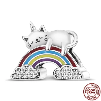 925 Сребро Цветни Xiangyun Cat Мъниста Подходящи Оригинален 3 мм Гривна Прави Модни Бижута само За Жени