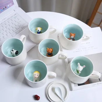 2021 Творчески 3D Животински Керамична Чаша Чаша Кафе, Чаша Сладък Карикатура Коледна Чаша Mug