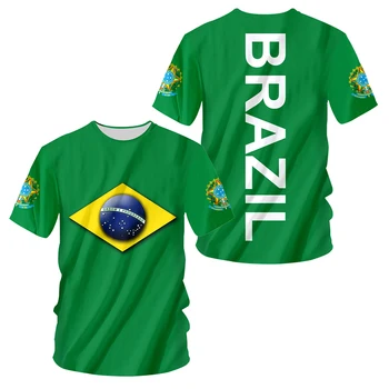 2022, хит на продажбите, модерни нови върхове, е бразилски национален герб, 3d печат, джърси, мъжка тениска с кръгло деколте, голям размер, безплатна ежедневна тениска