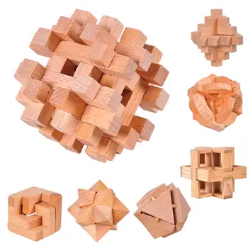 Класическа Дървена Пъзел Игра Cube Топка Kongming Luban Lock Пъзел Игра За Възрастни Играчка, Пъзел, Образователна Игра Подарък