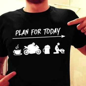 Велосипедист План за днес Кафе Наем Бира Забавно Мъжка Тениска Памук S-6XL (1)