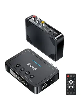 За Bluetooth-съвместим приемник Предавател 5,0 FM Аудио Стерео AUX вход 3.5 мм Жак RCA Оптичен Безжичен адаптер дистанционно управление