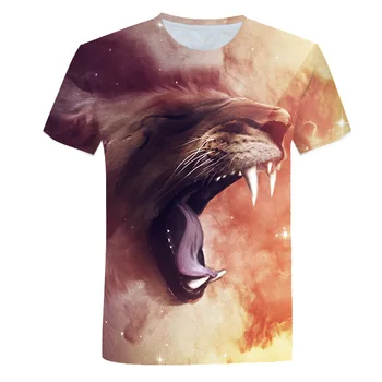 Нова мъжка тениска с 3D Животно Лъв, Лятна тениска с Принтом Цар на Гората, Графични тениски 2021, Модерни Дневни Забавни тениски, Градинска