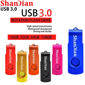 SHANDIAN Въртене на USB Флаш устройство е Метален 3, 0 Memory stick 64 GB USB устройство за съхранение 32 GB 16 GB 8 GB от 4 GB Високоскоростна U-диск С Безплатен потребителски лого