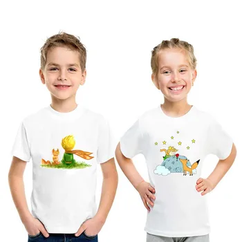 Детски дрехи, дрехи тениска за момчета и момичета, Сладък Малкият Принц, Детска забавна тениска с анимационни принтом, Ежедневни Летни детски Потници, Тениски, HKP5449