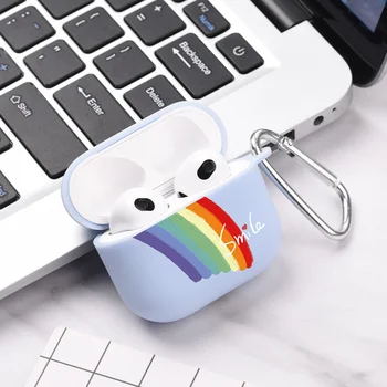 Силиконов Калъф за слушалки За Apple Airpods 3 2 1 Pro Калъф Smile Rainbow Калъф за Слушалки За Airpods 3 3rd 2021 Калъф С една кука