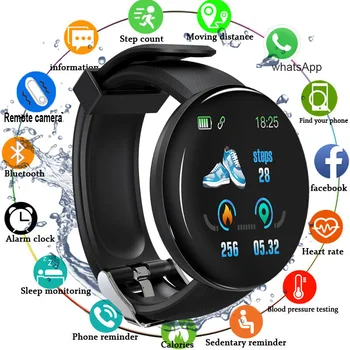 Дигитален часовник мъжки часовник Кръвно Налягане Кръгли Смарт часовници Дамски Смарт гривна Водоустойчив Спортен Тракер За Android и IOS