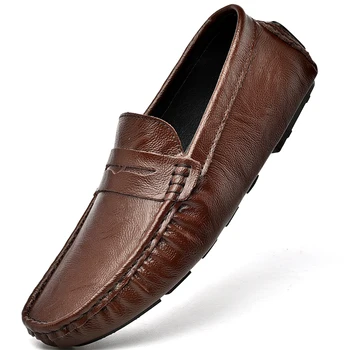 Нова мъжки обувки от естествена кожа, пролет 2022, Мъжки Бизнес Ежедневни Нескользящие Дишащи мъжки Лоферы подметка