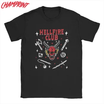 Мъжки t-shirt Hellfire Club, Дрехи от 100% Памук, Реколта Тениски С Къс Ръкав и Кръгла Яка, Тениски Големи Размери