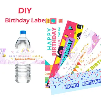 30шт САМ Етикети за бутилки с Вода в Деня на Раждането на Индивидуални Етикети честит Рожден Ден на Тема Печат На Името за Дата за Рожден Ден Украса