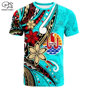 Нова мода Френска Полинезия Флаг на Страната Таити Разплод Култура Ретро 3D Принт Мъжки/Дамски Летни Цветни Тениски С Къси Ръкави B6