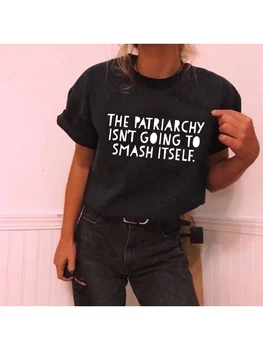 Лято Патриархат няма да се цепи по себе си Тениска с Писмото слоган Графична Тениска Феминистка риза с Надпис Естетическо Изкуство Върховете