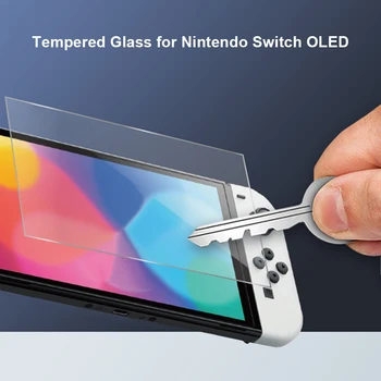 Защитно Фолио за Екрана конзола, устойчиво на надраскване, Защитен слой от Закалено Стъкло 9H, Подходящ за Nintendo Switch OLED