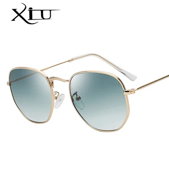 XIU реколта маркови дизайнерски квадратни слънчеви очила женски мъжки маркови дизайнерски ретро огледални слънчеви очила женски мъжки