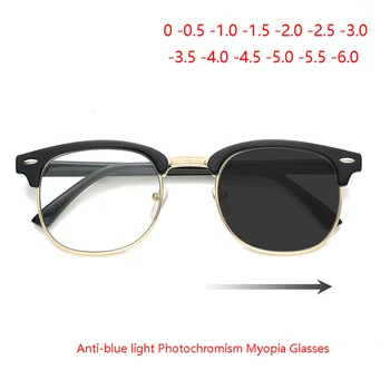 Блокиране на синя Светлина Фотохромичните Готови Очила за Късогледство, Светочувствительные Лещи-Хамелеон с антирефлексно покритие, Недалновидни Очила