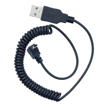 Мини USB 5Pin 90 Градуса Нагоре или надолу под Ъгъл Пружинен Спирален кабел за зареждане USB 2.0 трансфер на данни и синхронизация 40 см