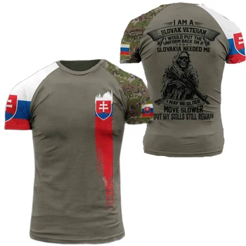 Мъжки t-shirt Ветерани, Върхове с Принтом Войник на Словашката Армия, Тениски, Мъжки Дрехи Оверсайз, Пуловер, Тениска с Кръгло деколте За Мъже