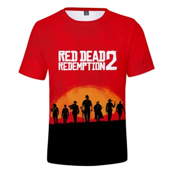 Популярна Детска тениска Red Dead Redemption 2 С 3D Принтом, Градинска Мъжки Дамски Модни Тениска с Кръгло деколте, риза в стил хип-хоп, Мъжки Потници, Облекло
