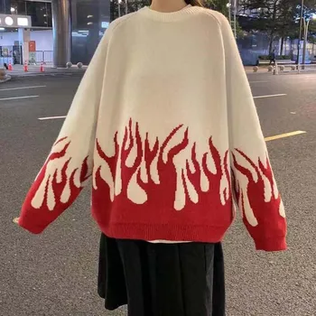 Есенно - зимния вязаный мързелив пуловер големи размери, дамски корейската версия на тренда Ins, свободен дизайн, обратната Носенето на Ку
